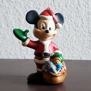 Vintage Walt Disney Co Mickey Mouse Santa Suit Christmas Ornament with Toy Bag